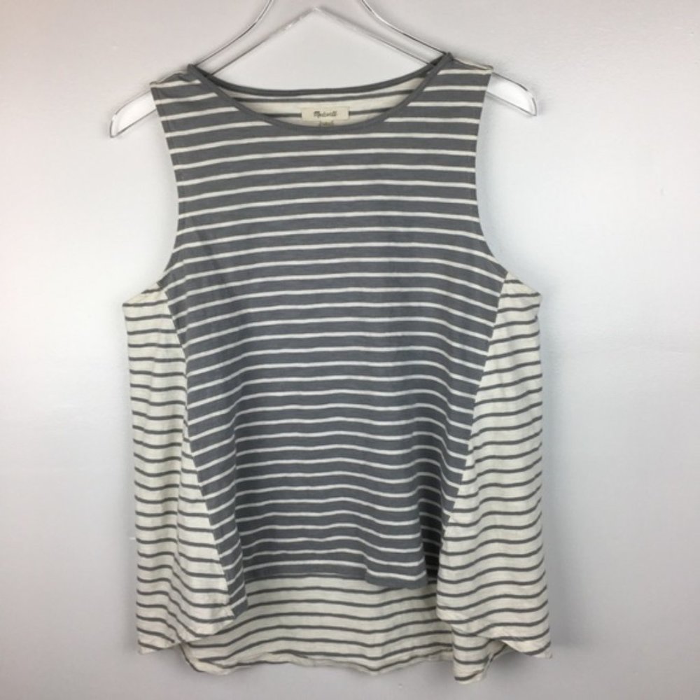 Madewell Grey/Gray Striped Tank Top